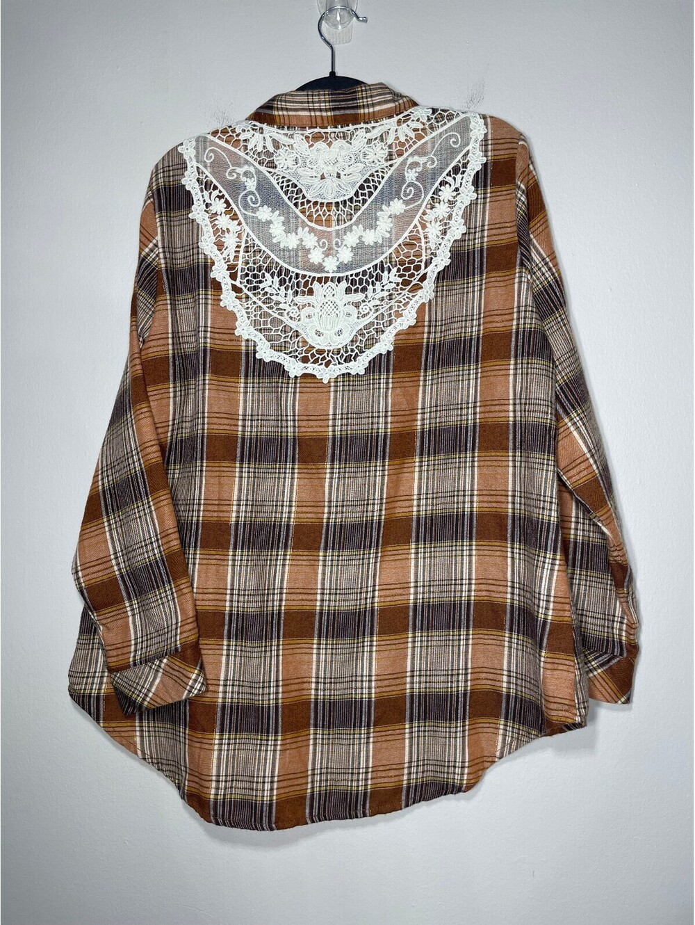 Linda Anderson Lace Back Plaid Blouse Grandma Grunge Indie Whimsigoth Fall Sz L